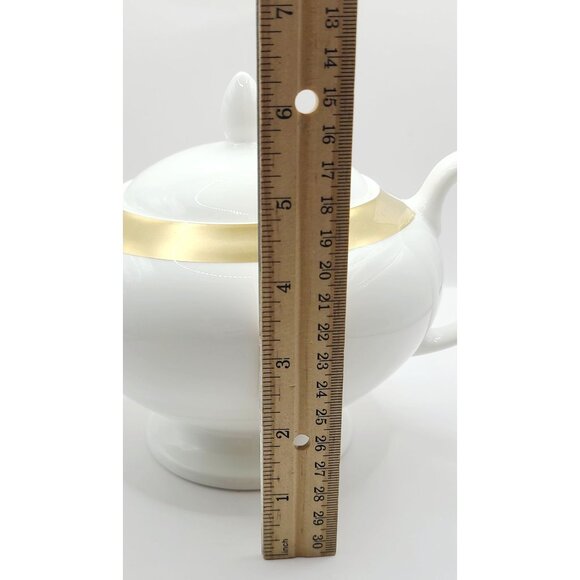 Wedgwood Satine Gold Teapot Porcelain New with Tags - Picture 10 of 12